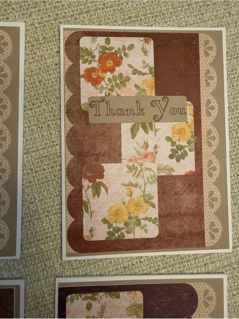 🌿 Handmade Floral Thank You Cards – Vintage Inspired – Blank Inside